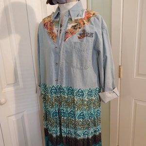 2579 Size L/ XL Jeaniemade Heritage Days Upcycled Jean Tunic.